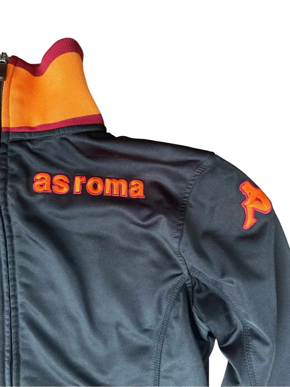 Kappa AS Roma Kids Black and Orange Track Jacket